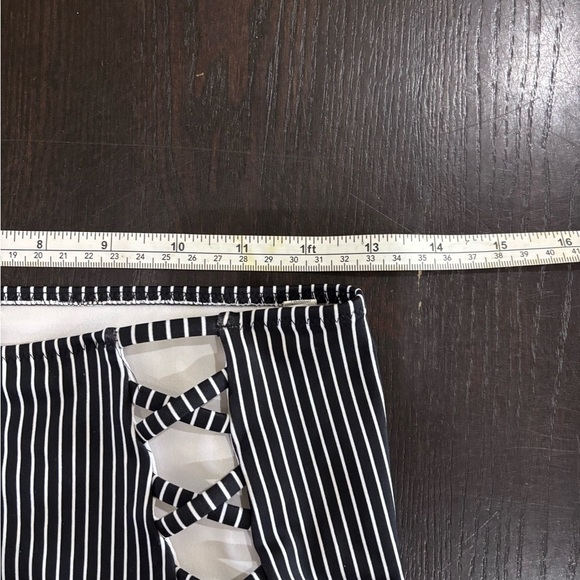 Shade & Shore Black & White Striped High Rise Bikini Batjing Suit Bottoms Size S - Picture 9 of 10